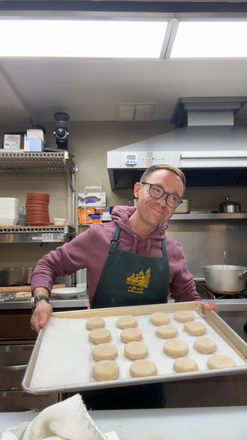 Biscuits being prepared in the Inn kitchen