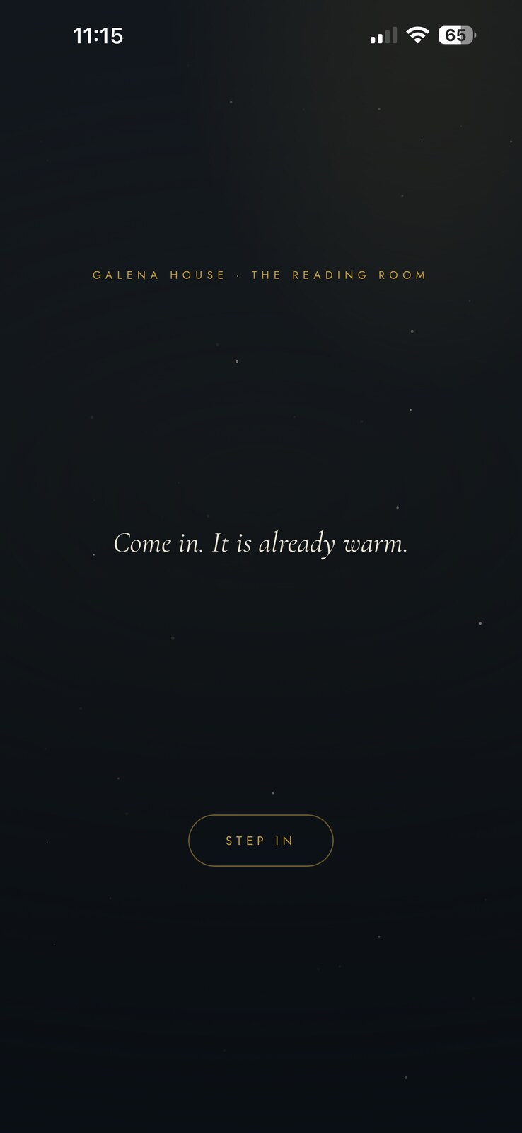 Epopteia opening screen: Come in. It is already warm.
