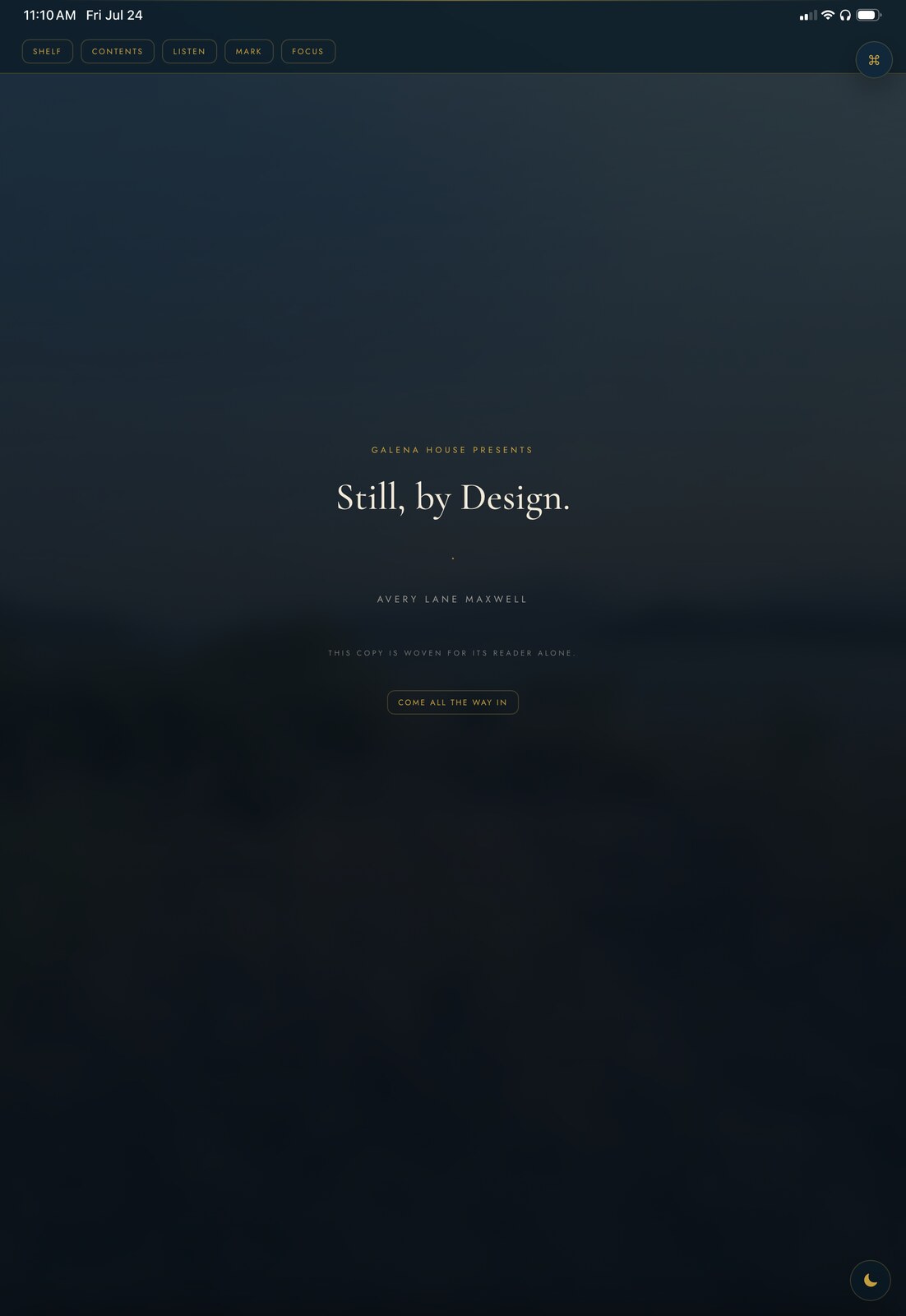 Title page: This copy is woven for its reader alone.